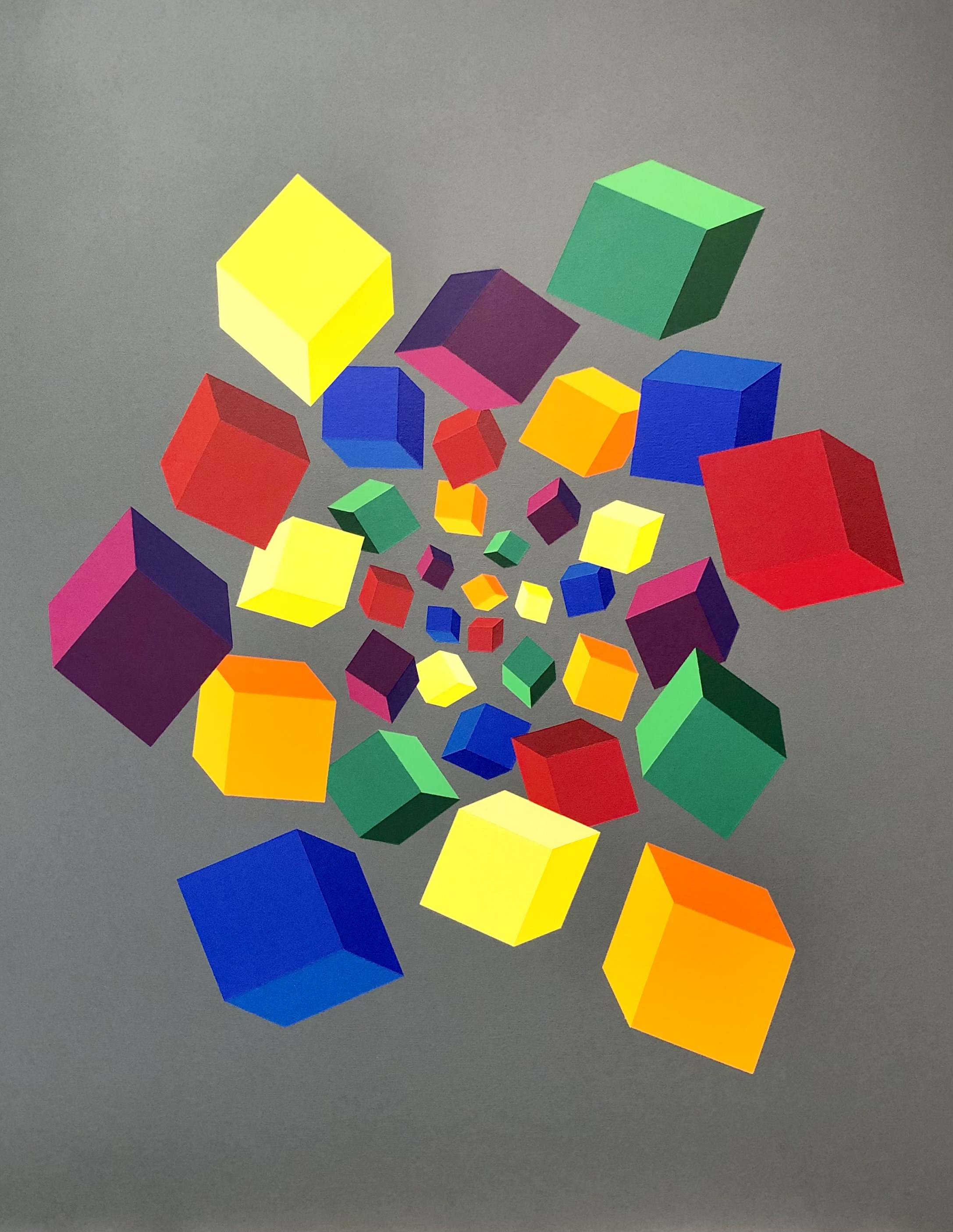 Infinity Cubes ( unendliche Würfel) 2022 Acryl auf Baumwollgewebe 100 x 80 cm